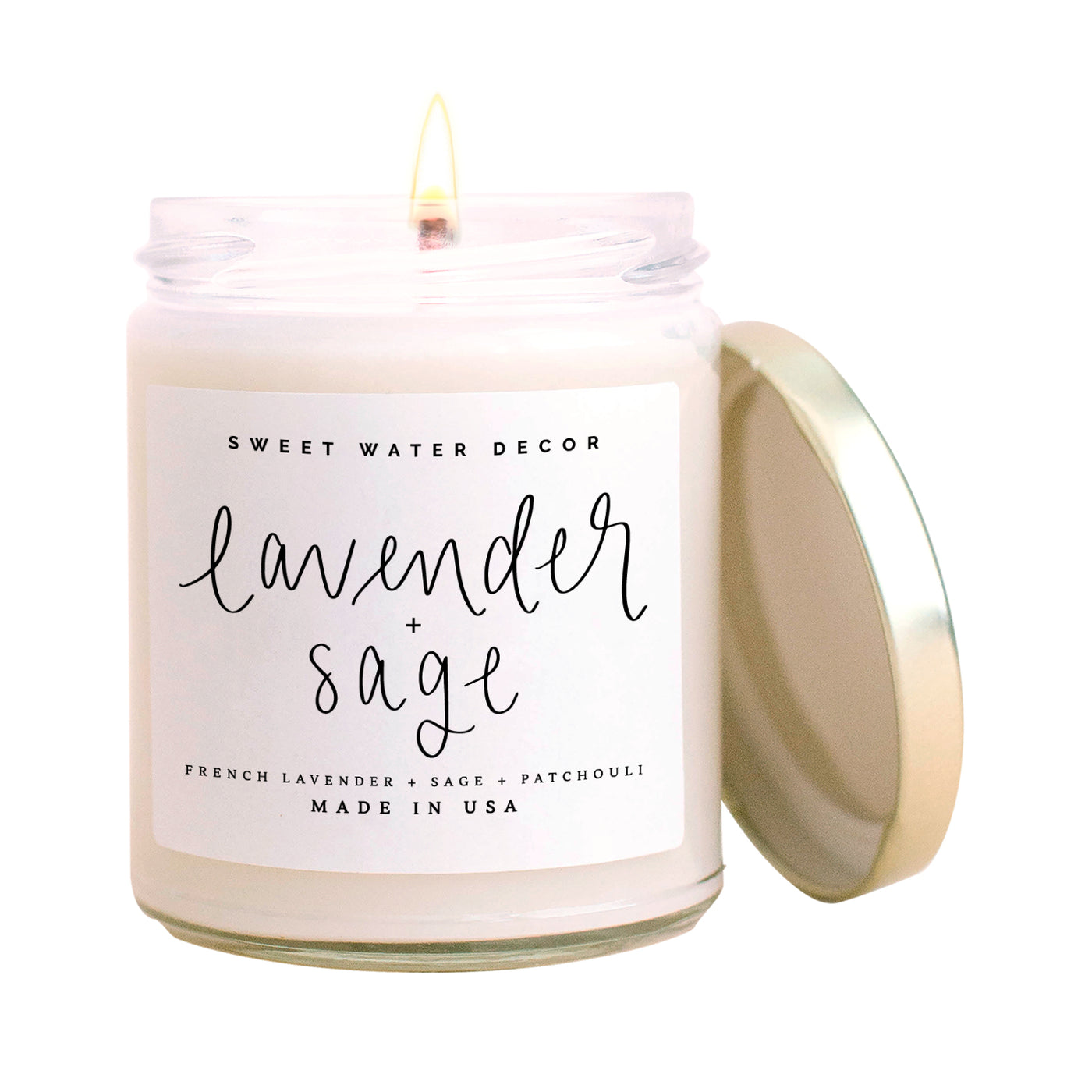 Lavender and Sage Soy Candle - Clear Jar - 9 oz