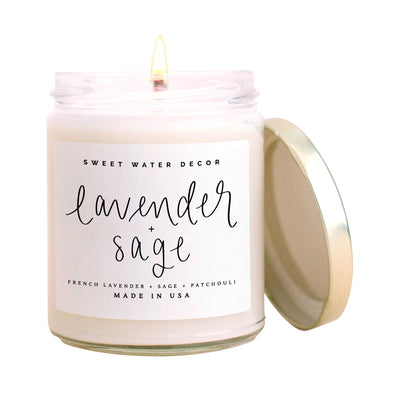 Lavender and Sage Soy Candle - Clear Jar - 9 oz