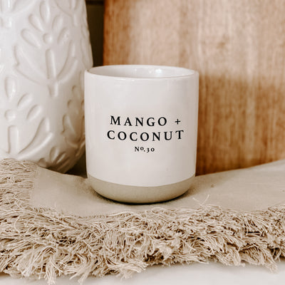 Mango and Coconut Soy Candle - Cream Stoneware Jar - 12 oz