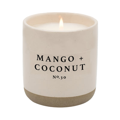 Mango and Coconut Soy Candle - Cream Stoneware Jar - 12 oz