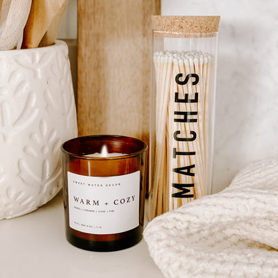 Warm and Cozy Soy Candle - Amber Jar - 11 oz