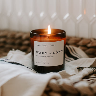 Warm and Cozy Soy Candle - Amber Jar - 11 oz
