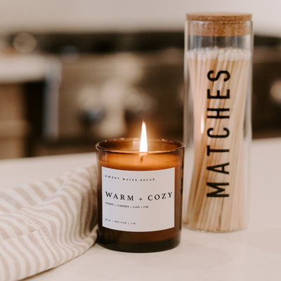 Warm and Cozy Soy Candle - Amber Jar - 11 oz