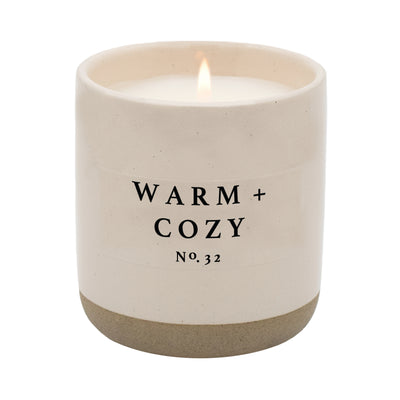 Warm and Cozy Soy Candle - Cream Stoneware Jar - 12 oz