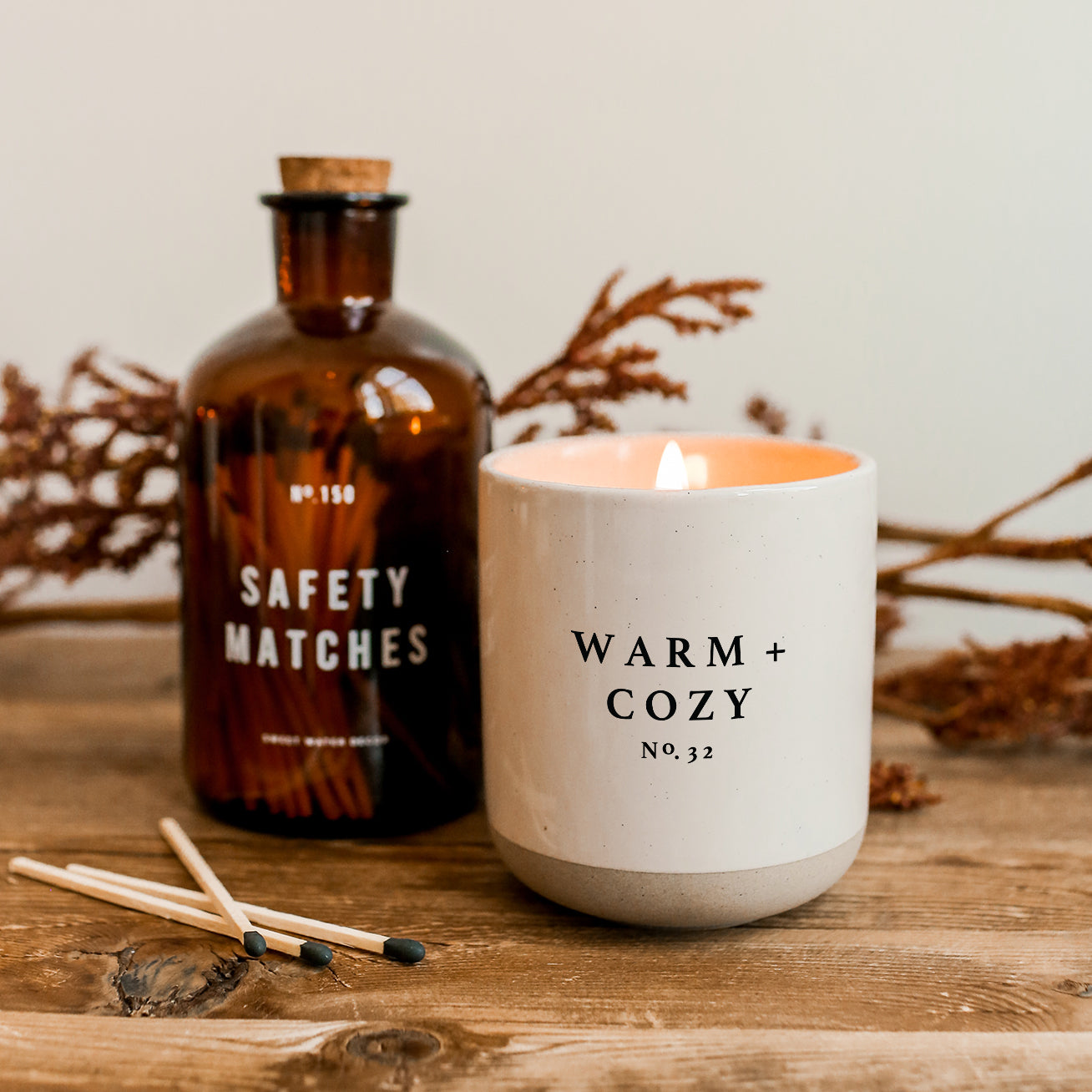Warm and Cozy Soy Candle - Cream Stoneware Jar - 12 oz