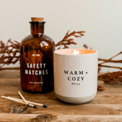 Warm and Cozy Soy Candle - Cream Stoneware Jar - 12 oz