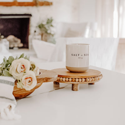 Salt and Sea Soy Candle - Cream Stoneware Jar - 12 oz