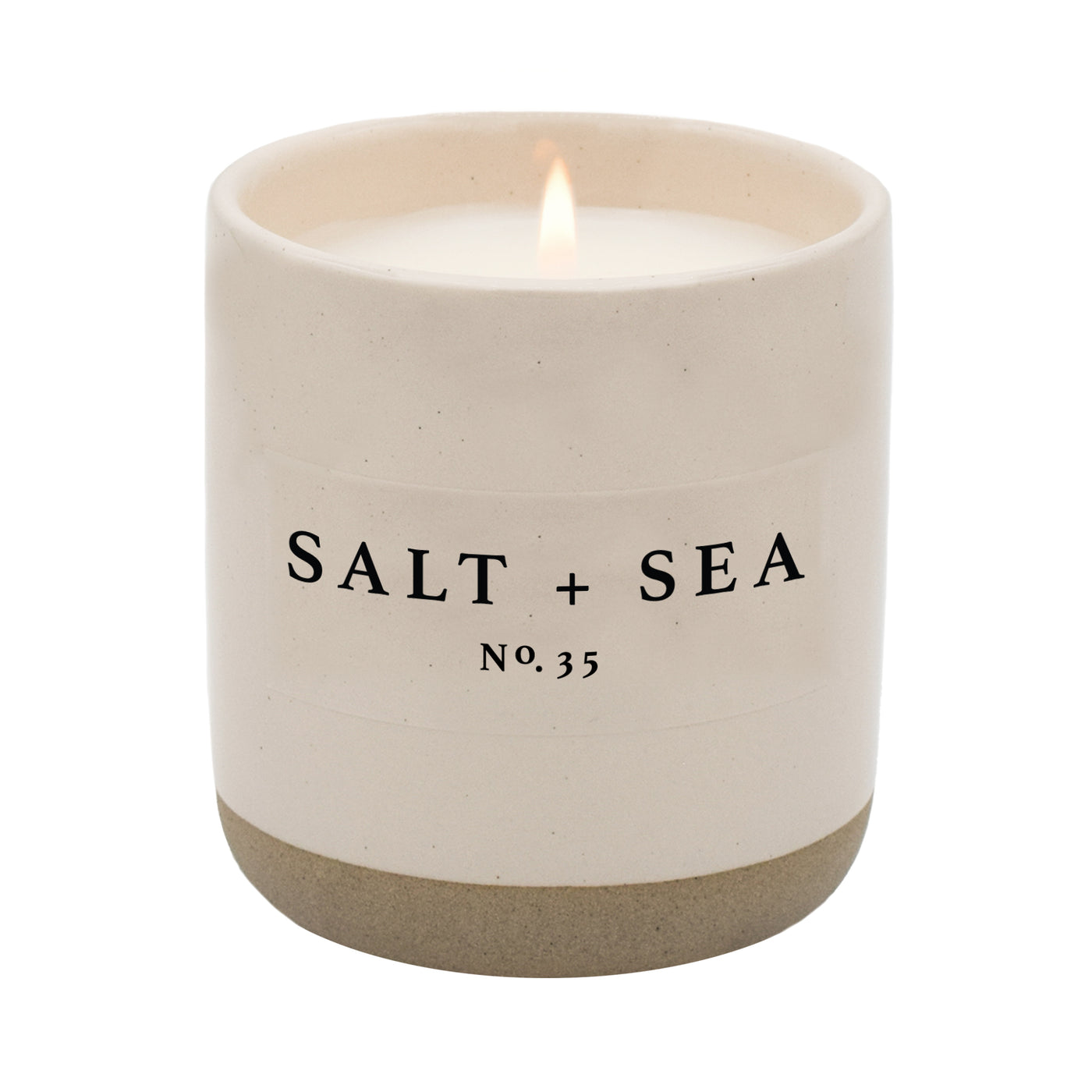 Salt and Sea Soy Candle - Cream Stoneware Jar - 12 oz
