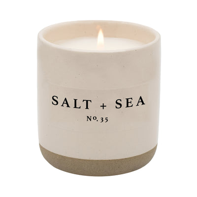 Salt and Sea Soy Candle - Cream Stoneware Jar - 12 oz