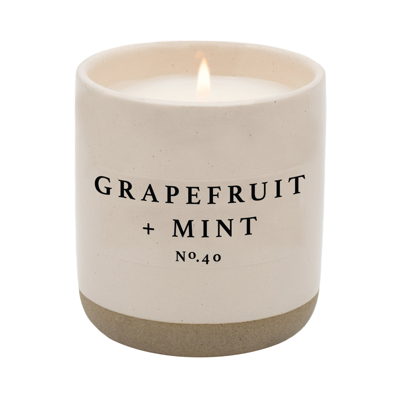 Grapefruit and Mint Soy Candle - Cream Stoneware Jar - 12 oz
