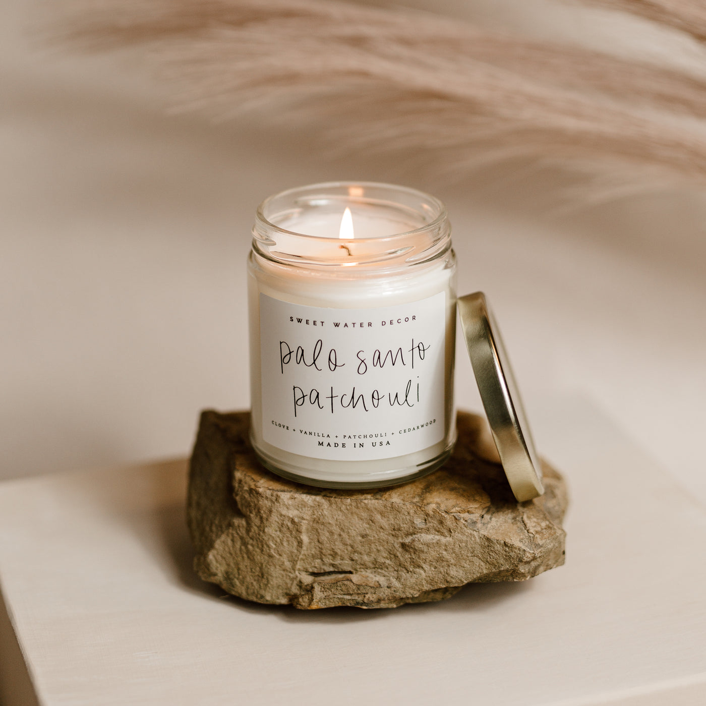 Palo Santo Patchouli Soy Candle - Clear Jar - 9 oz