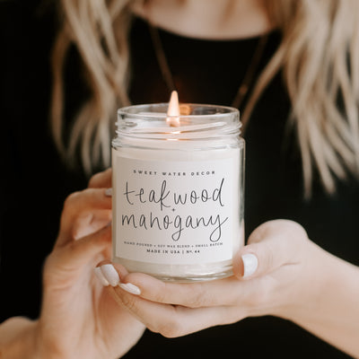 Teakwood and Mahogany Soy Candle - Clear Jar - 9 oz