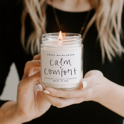 Calm and Comfort Soy Candle - Clear Jar - 9 oz