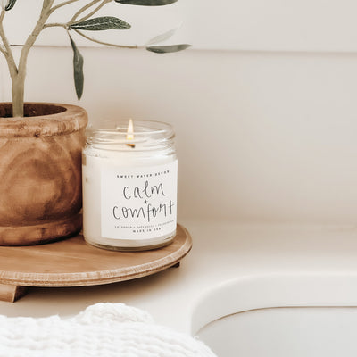 Calm and Comfort Soy Candle - Clear Jar - 9 oz