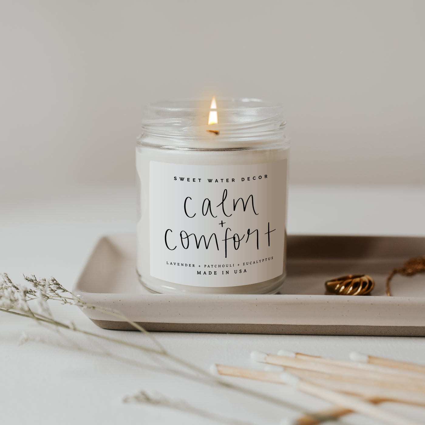 Calm and Comfort Soy Candle - Clear Jar - 9 oz