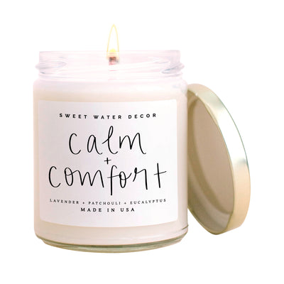 Calm and Comfort Soy Candle - Clear Jar - 9 oz