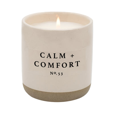Calm and Comfort Soy Candle - Cream Stoneware Jar - 12 oz