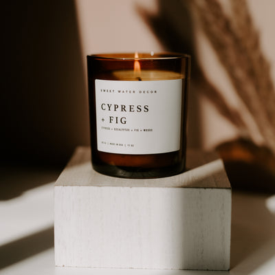Cypress and Fig Soy Candle - Amber Jar - 11 oz