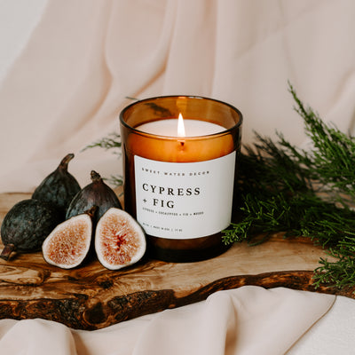 Cypress and Fig Soy Candle - Amber Jar - 11 oz