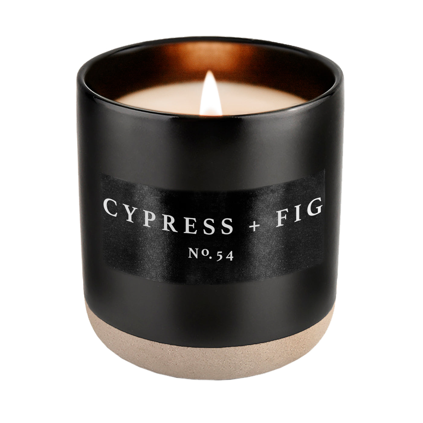 Cypress and Fig Soy Candle - Black Stoneware Jar - 12 oz