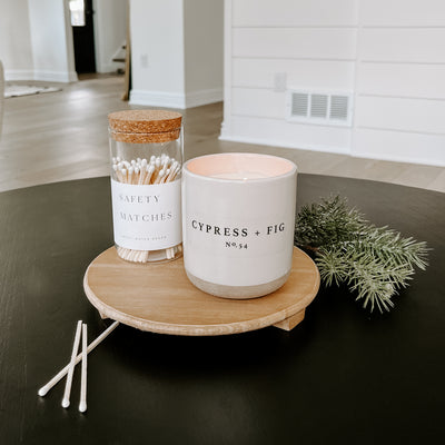 Cypress and Fig Soy Candle - Cream Stoneware Jar - 12 oz