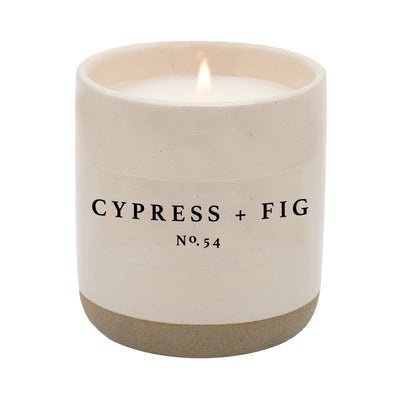 Cypress and Fig Soy Candle - Cream Stoneware Jar - 12 oz