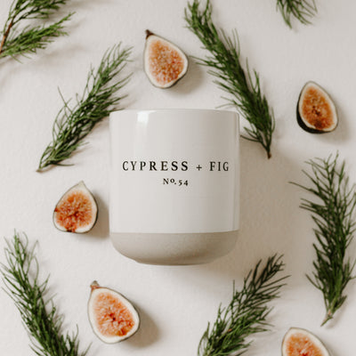 Cypress and Fig Soy Candle - Cream Stoneware Jar - 12 oz