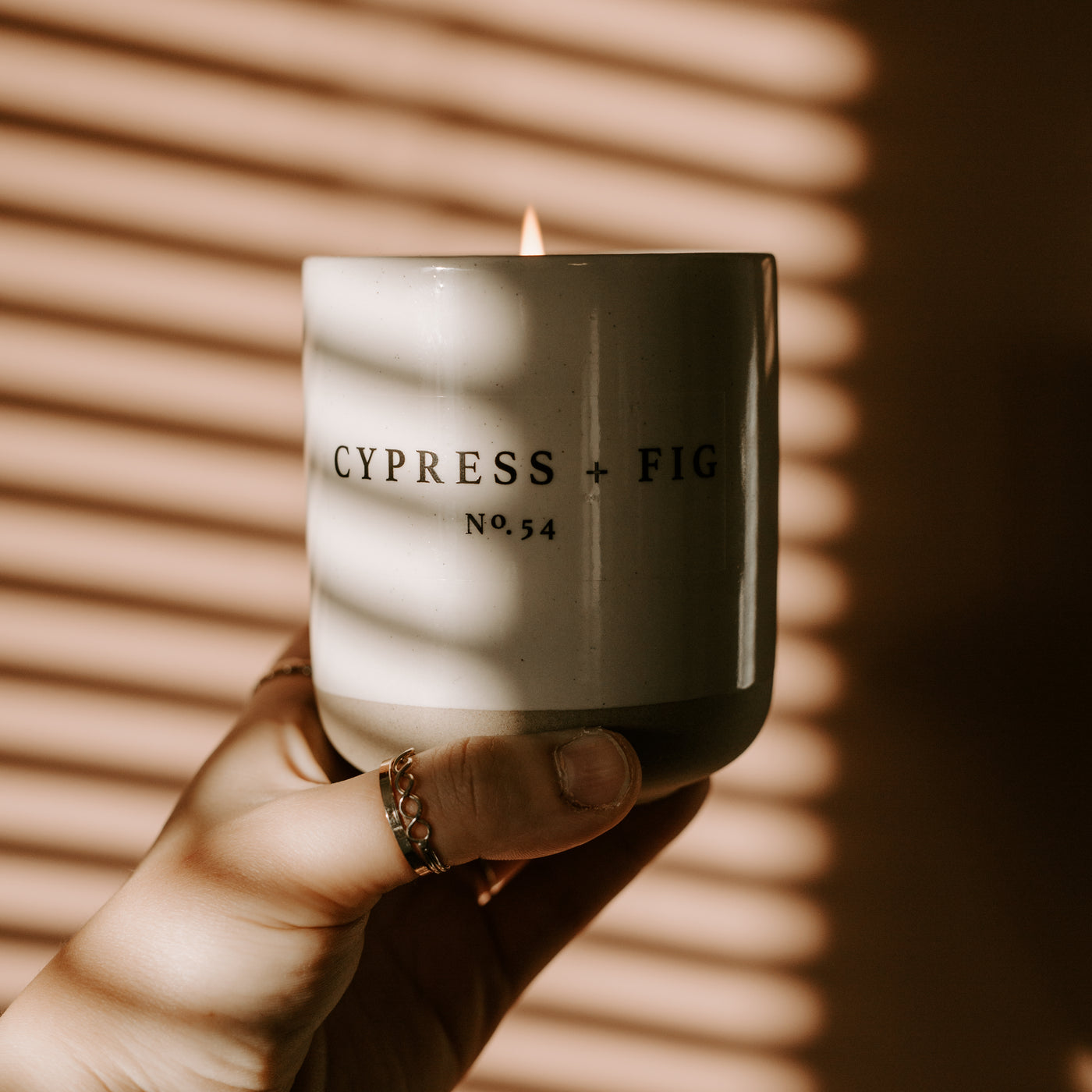 Cypress and Fig Soy Candle - Cream Stoneware Jar - 12 oz