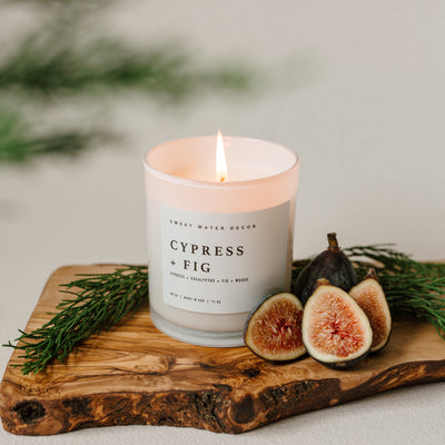 Cypress and Fig Soy Candle - White Jar - 11 oz