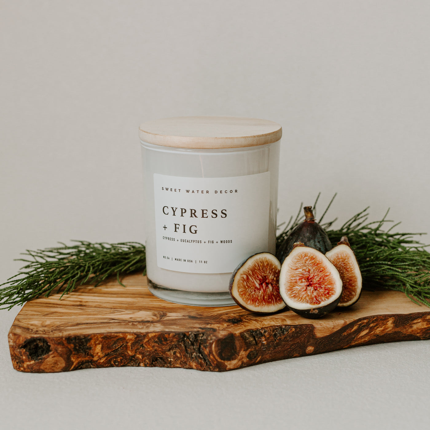 Cypress and Fig Soy Candle - White Jar - 11 oz