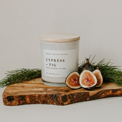 Cypress and Fig Soy Candle - White Jar - 11 oz