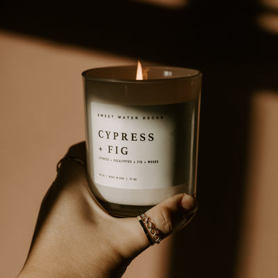 Cypress and Fig Soy Candle - White Jar - 11 oz