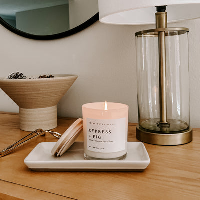 Cypress and Fig Soy Candle - White Jar - 11 oz