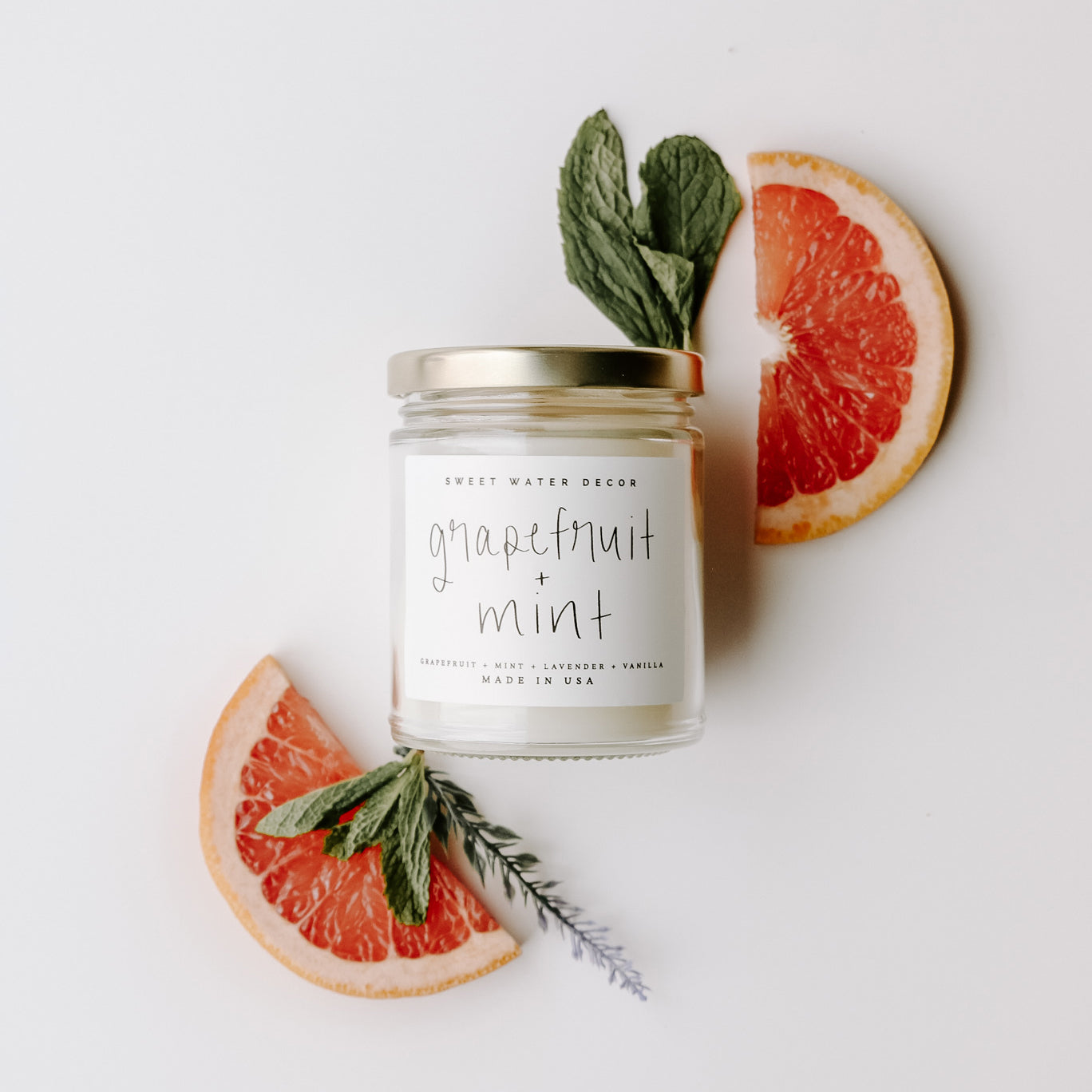 Grapefruit and Mint Soy Candle - Clear Jar - 9 oz