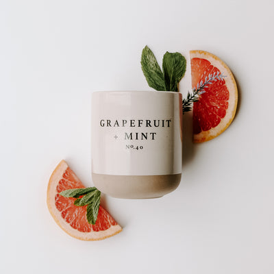 Grapefruit and Mint Soy Candle - Cream Stoneware Jar - 12 oz