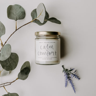 Calm and Comfort Soy Candle - Clear Jar - 9 oz