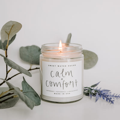 Calm and Comfort Soy Candle - Clear Jar - 9 oz