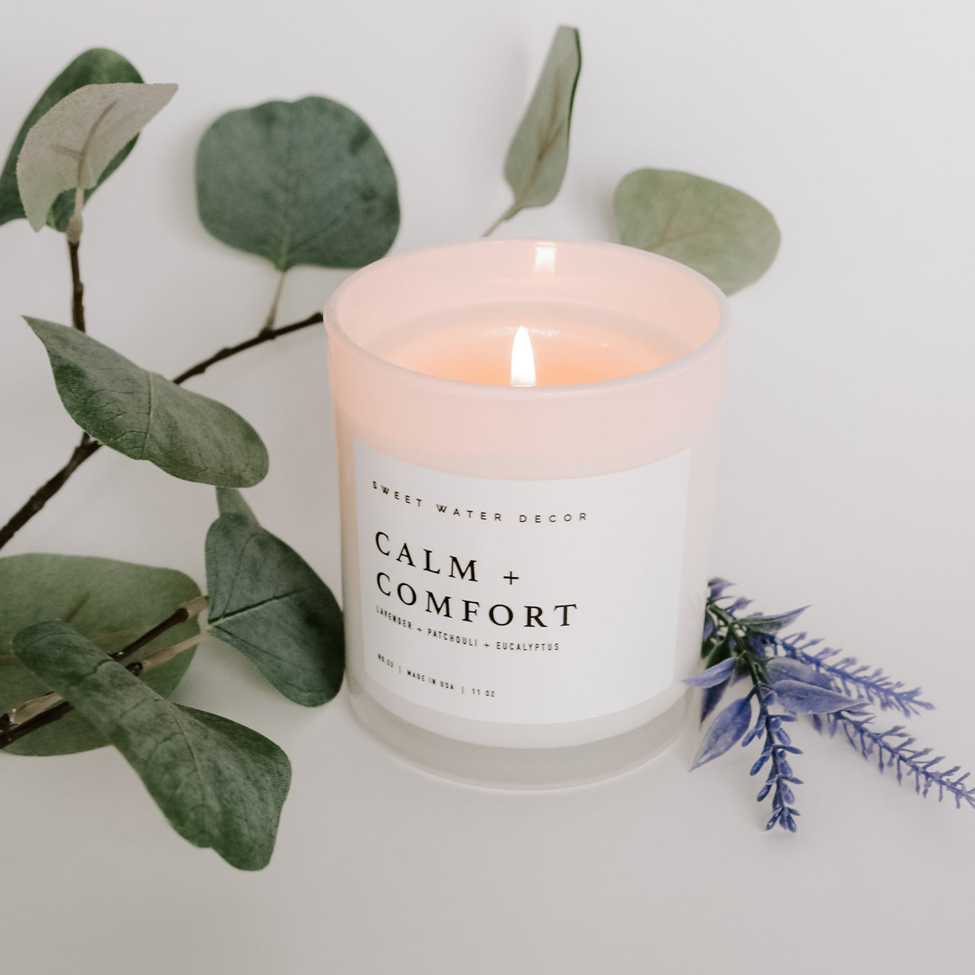 Calm and Comfort Soy Candle - White Jar - 11 oz