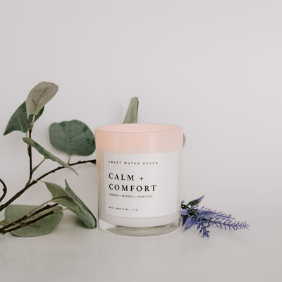 Calm and Comfort Soy Candle - White Jar - 11 oz