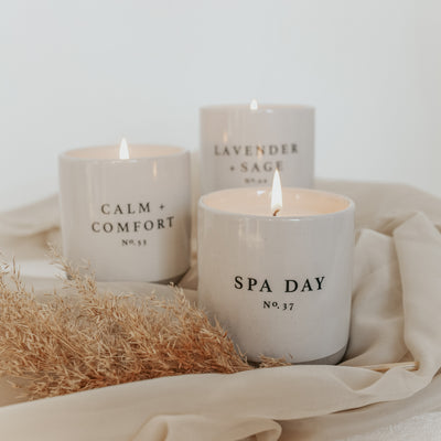 Spa Day Soy Candle - Cream Stoneware Jar - 12 oz