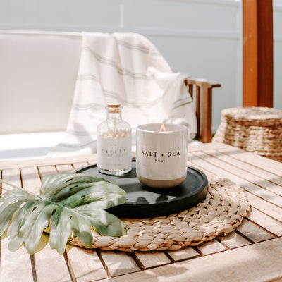Salt and Sea Soy Candle - Cream Stoneware Jar - 12 oz
