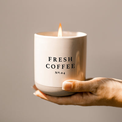 Fresh Coffee Soy Candle - Cream Stoneware Jar - 12 oz