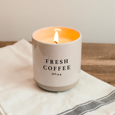 Fresh Coffee Soy Candle - Cream Stoneware Jar - 12 oz