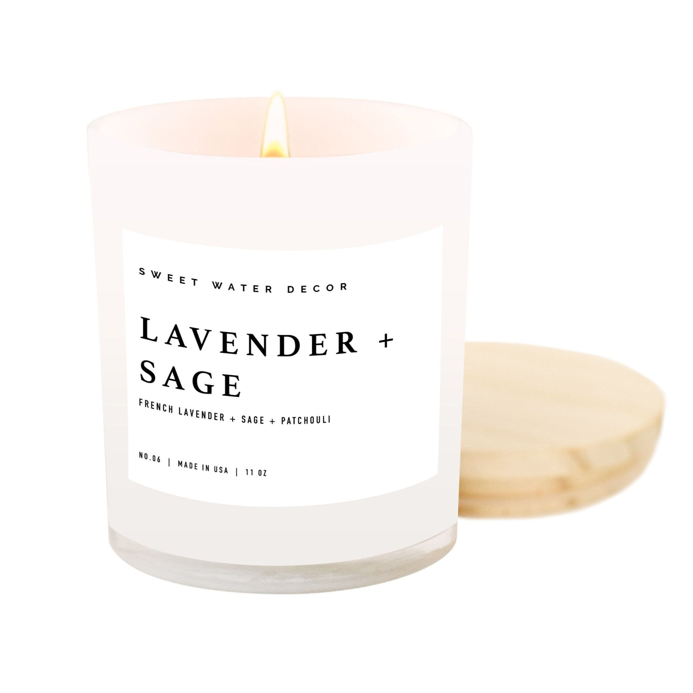 Lavender and Sage Soy Candle - White Jar - 11 oz