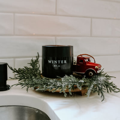 Winter Soy Candle - Black Stoneware Jar - 12 oz