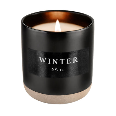 Winter Soy Candle - Black Stoneware Jar - 12 oz