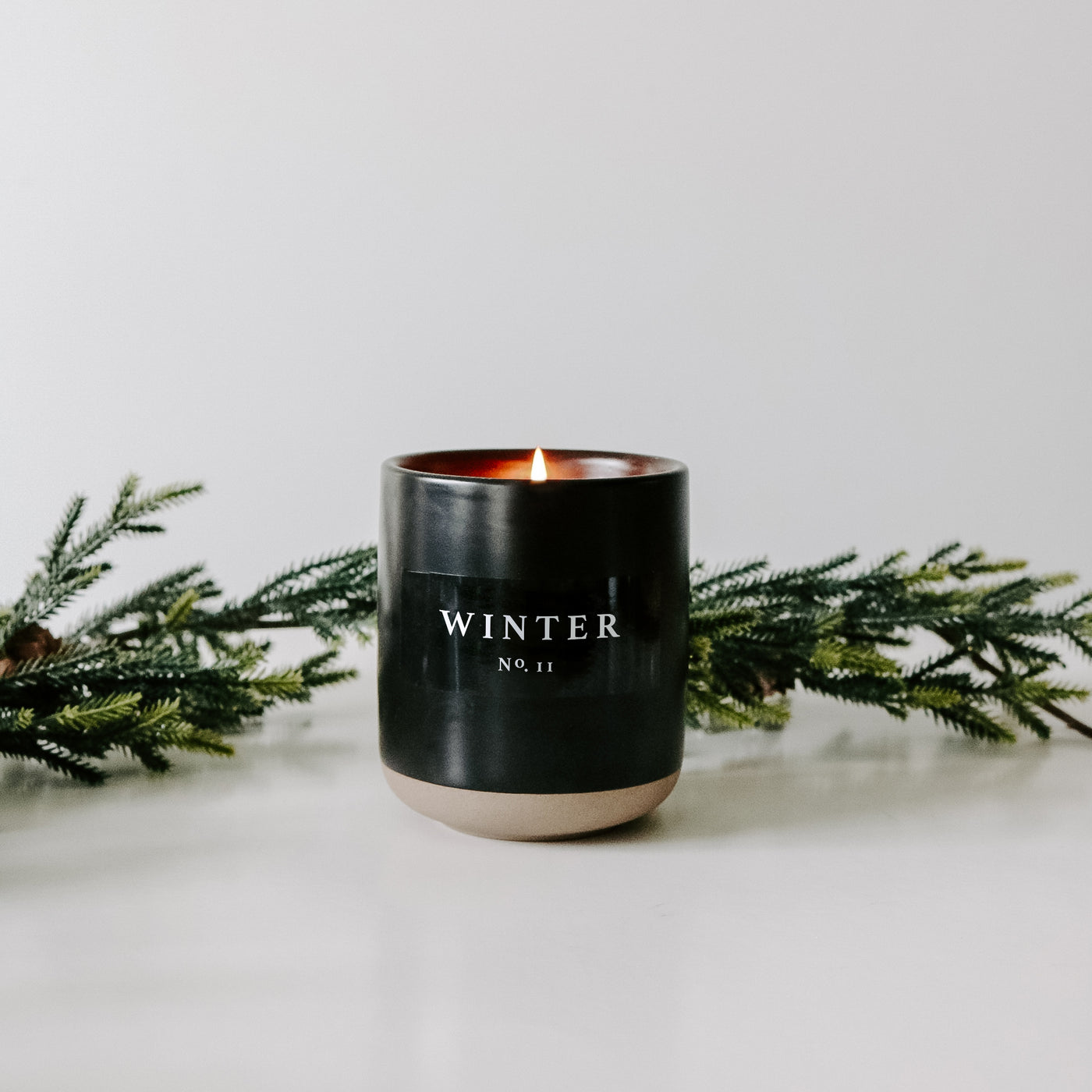 Winter Soy Candle - Black Stoneware Jar - 12 oz