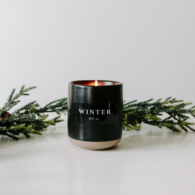 Winter Soy Candle - Black Stoneware Jar - 12 oz