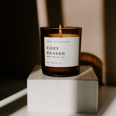 Cozy Season Soy Candle - Amber Jar - 11 oz