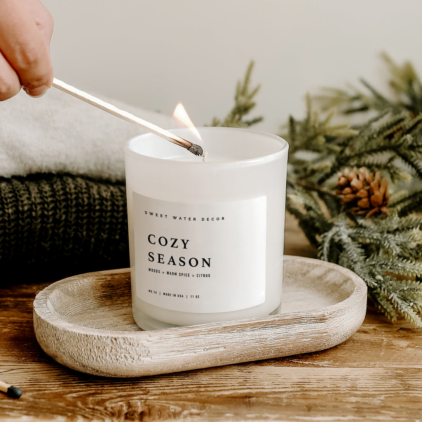 Cozy Season Soy Candle - White Jar - 11 oz